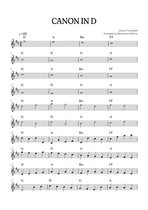 Pachelbel Canon in D • flute sheet music with chords
