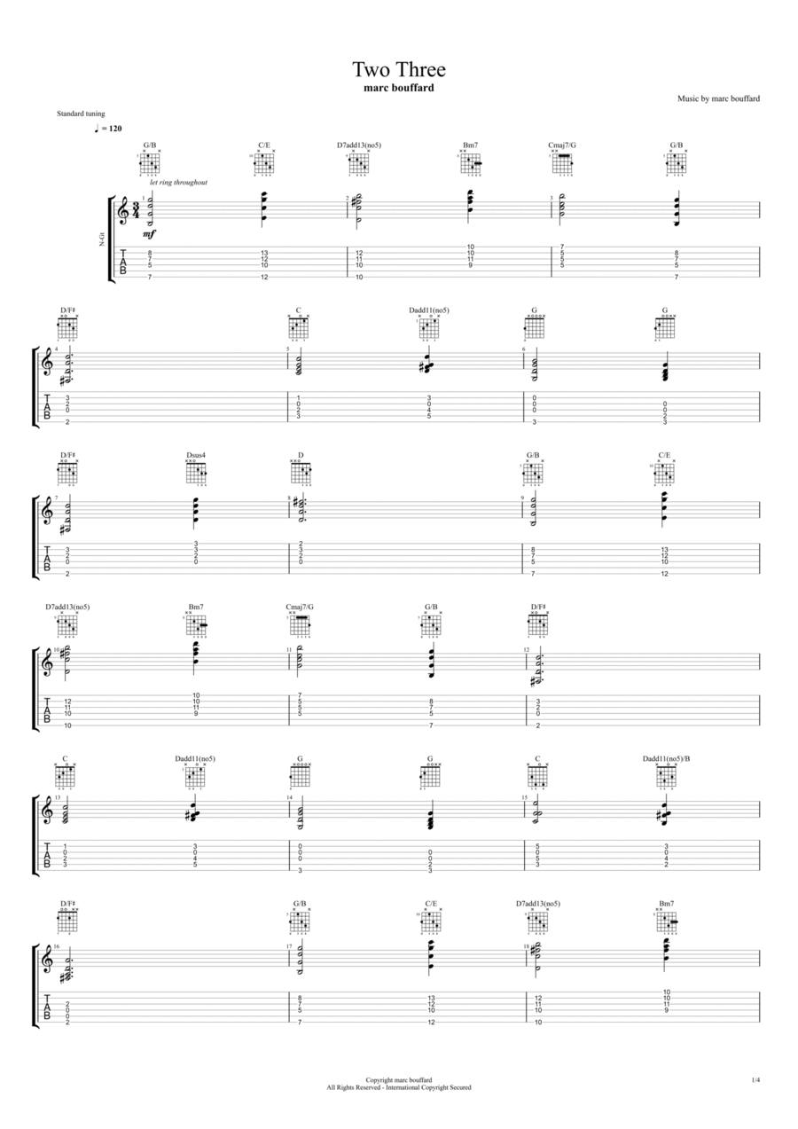 Two Three Acoustic Guitar scores gallery preview page 1