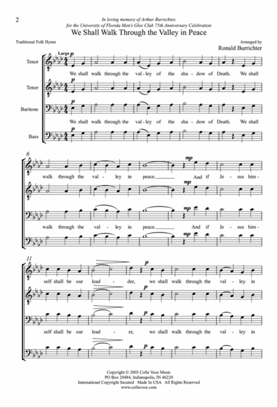 We Shall Walk Through The Valley In Peace TTBB scores gallery preview page 2
