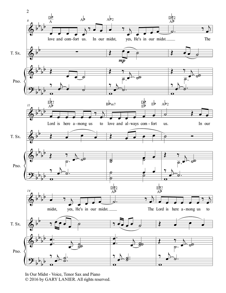 IN OUR MIDST WORSHIP SUITE (For Voice, Tenor Sax and Piano with Parts) Piano, Vocal scores gallery preview page 3