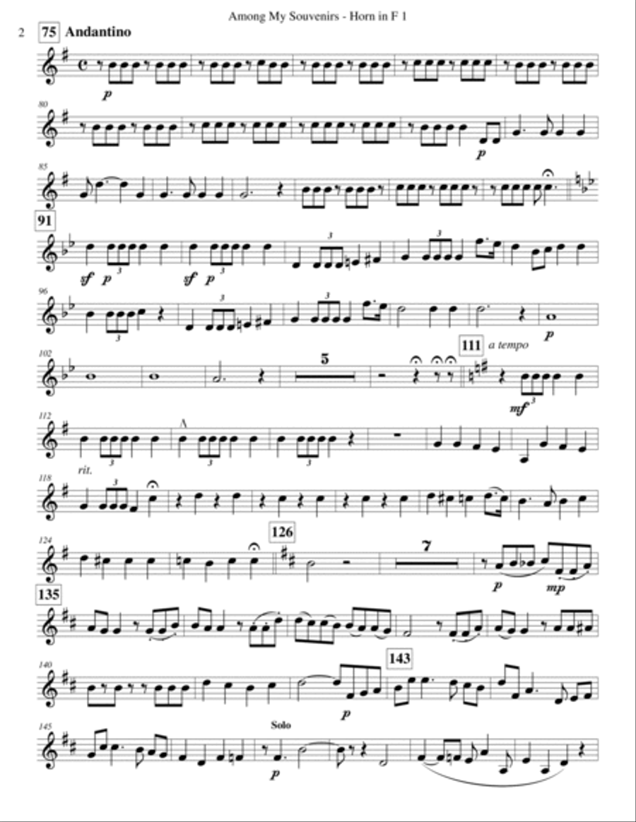 Among My Souvenirs (Humoresque) - #2 Brass & Percussion Parts Concert Band scores gallery preview page 2