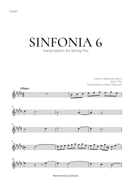 Bach - Sinfonia 6 (BWV 792) image number null