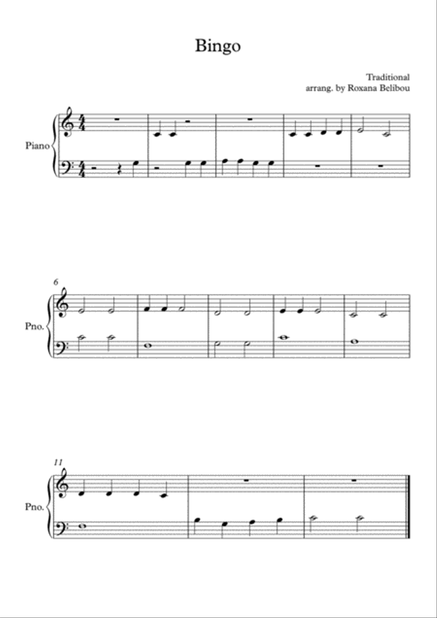 Bingo Easy Piano scores gallery preview page 1