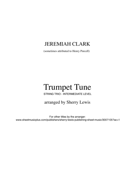 TRUMPET TUNE, Jeremiah Clarke (sometimes attributed to H.Purcell), String Trio, Intermediate Level f image number null