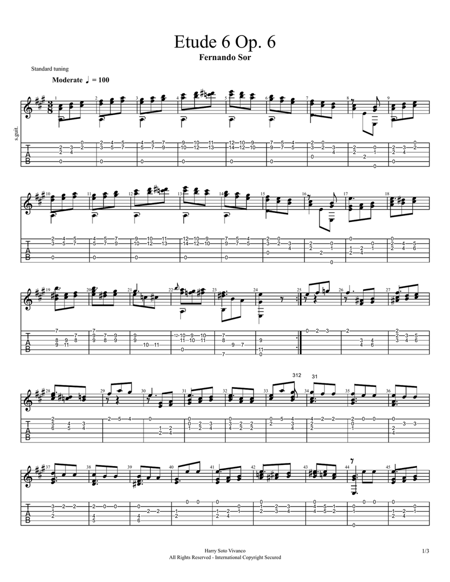 Etude 6 Op. 6 Acoustic Guitar scores gallery preview page 1