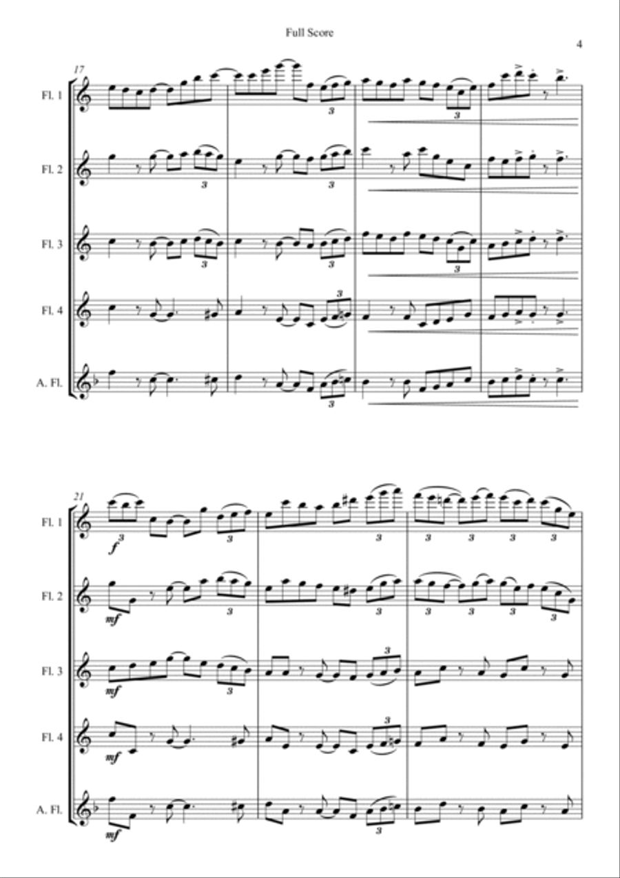 Pachelbel's Canon - in a Jazz Style - for Flute Quartet Flute Quartet scores gallery preview page 5