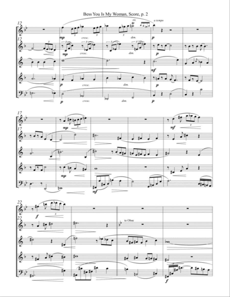 Bess, You Is My Woman Woodwind Quintet scores gallery preview page 2