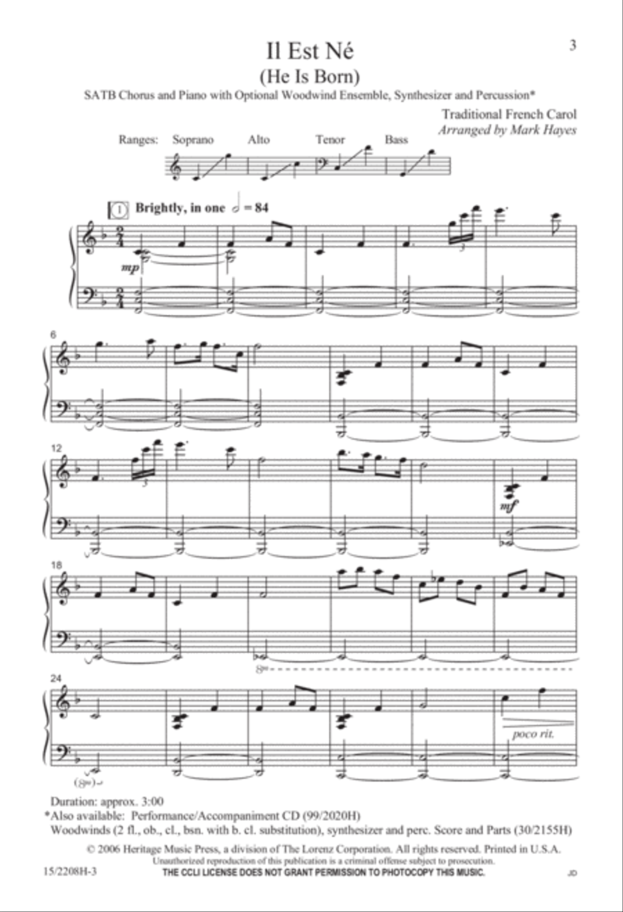 Il Est Né (He Is Born) 4-Part scores gallery preview page 3