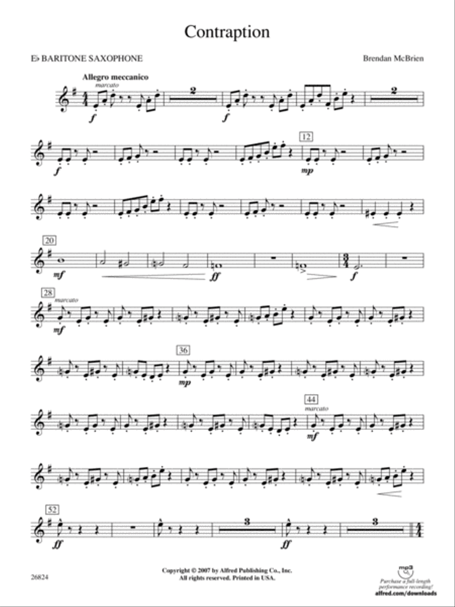 Contraption: E-flat Baritone Saxophone Concert Band scores gallery preview page 1