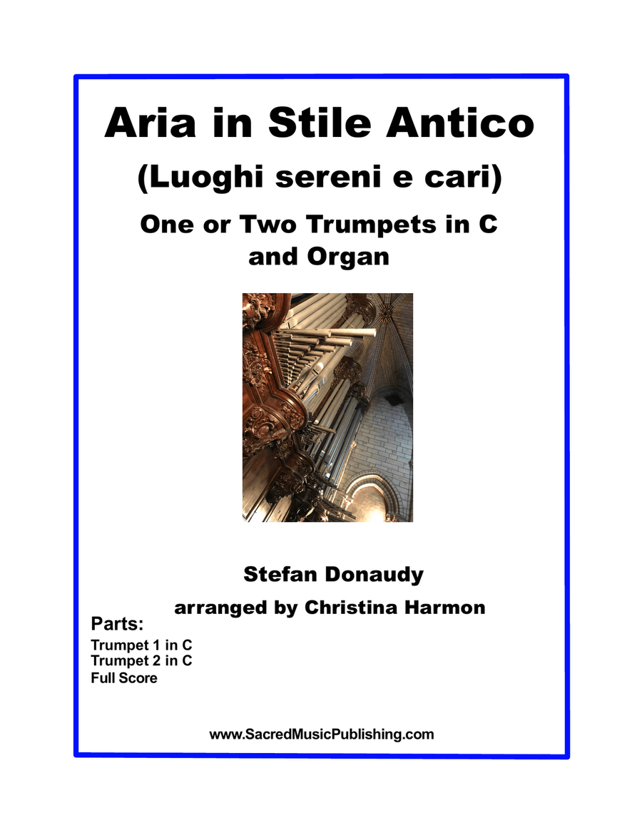 Donaudy Aria in Stile Antico (Luoghi sereni e cari) for One or Two Trumpets and Organ Trumpet Duet scores gallery preview page 1