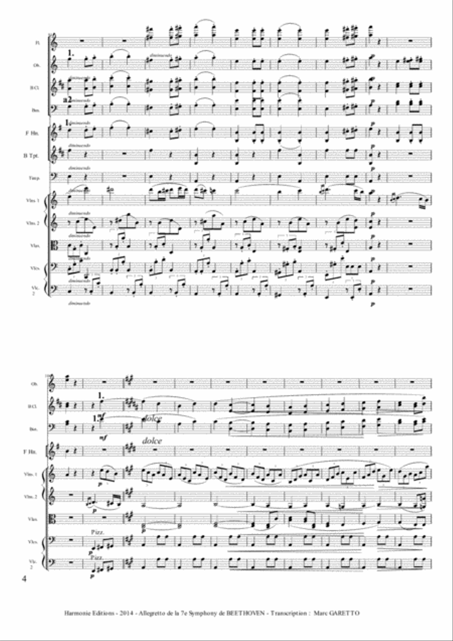 Allegretto (second movement) from the symphony n°7 - Ludwig Van BEETHOVEN Full Orchestra scores gallery preview page 5