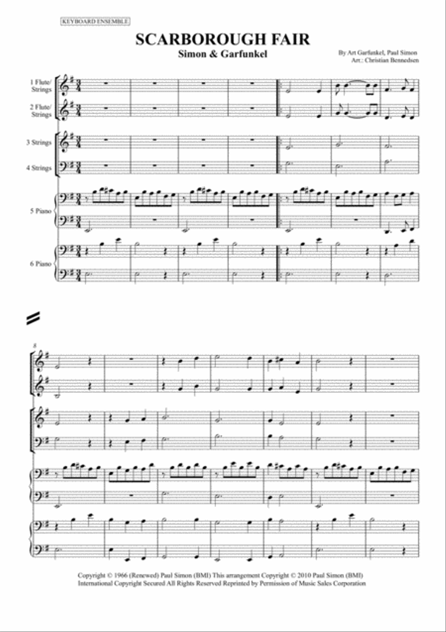Scarborough Fair/canticle 2 Pianos, 4-Hands scores gallery preview page 1