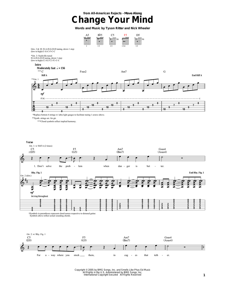 Change Your Mind Change Your Mind Acoustic Guitar scores gallery preview page 1