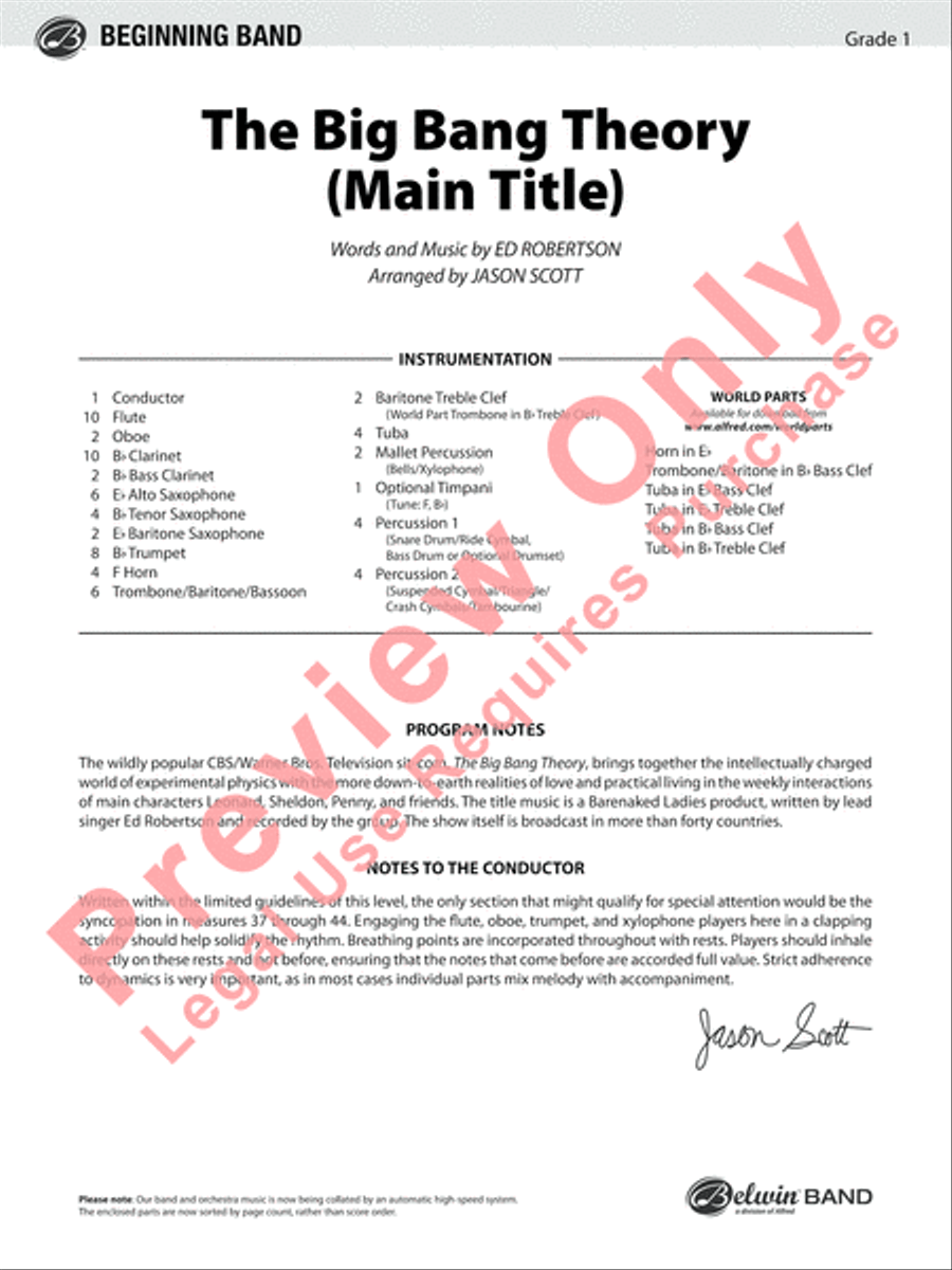The Big Bang Theory (Main Title) Concert Band scores gallery preview page 2