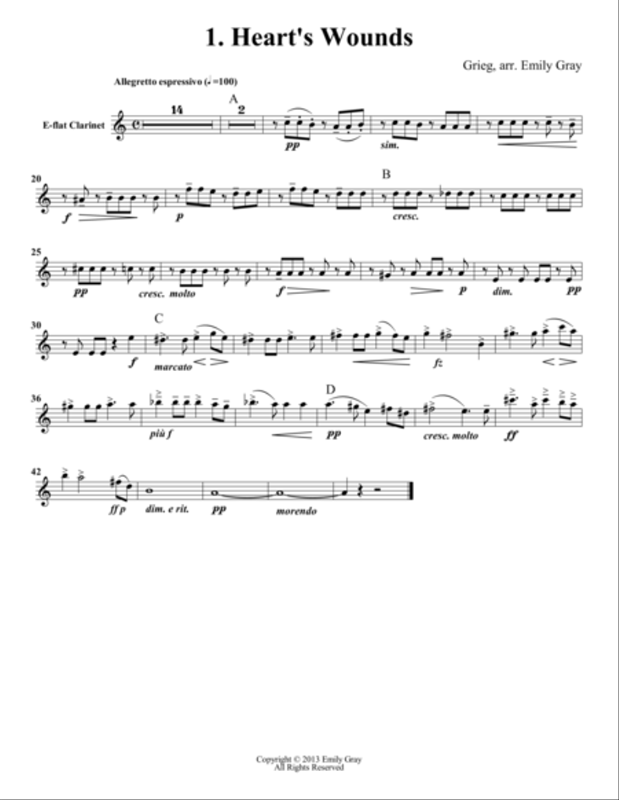 Two Elegiac Melodies for Clarinet Choir (Set of Parts) Clarinet Choir scores gallery preview page 1