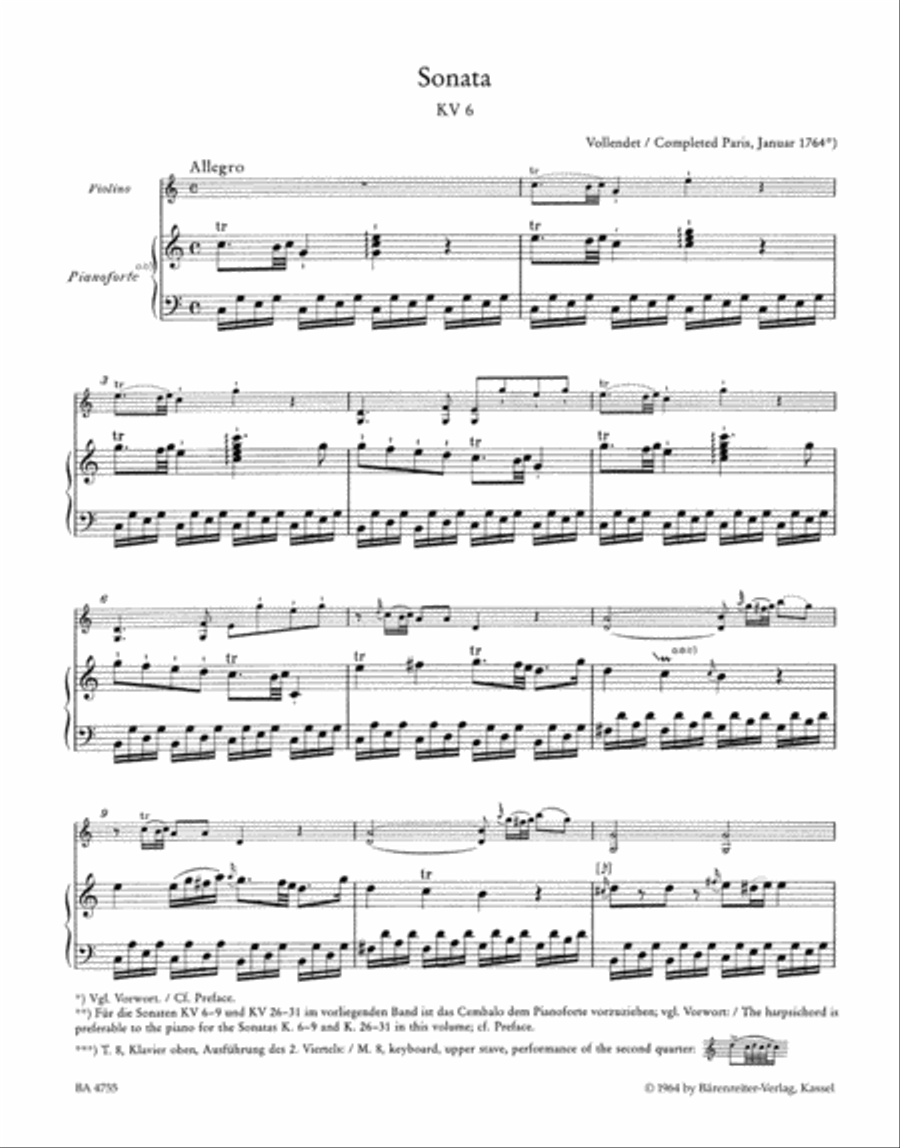 Four Sonatas for Piano (Harpsichord) and Violin Violin Solo scores gallery preview page 2