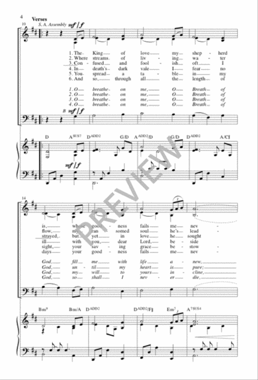 The King of Love My Shepherd Is / O Breathe on Me, O Breath of God 3-Part scores gallery preview page 5