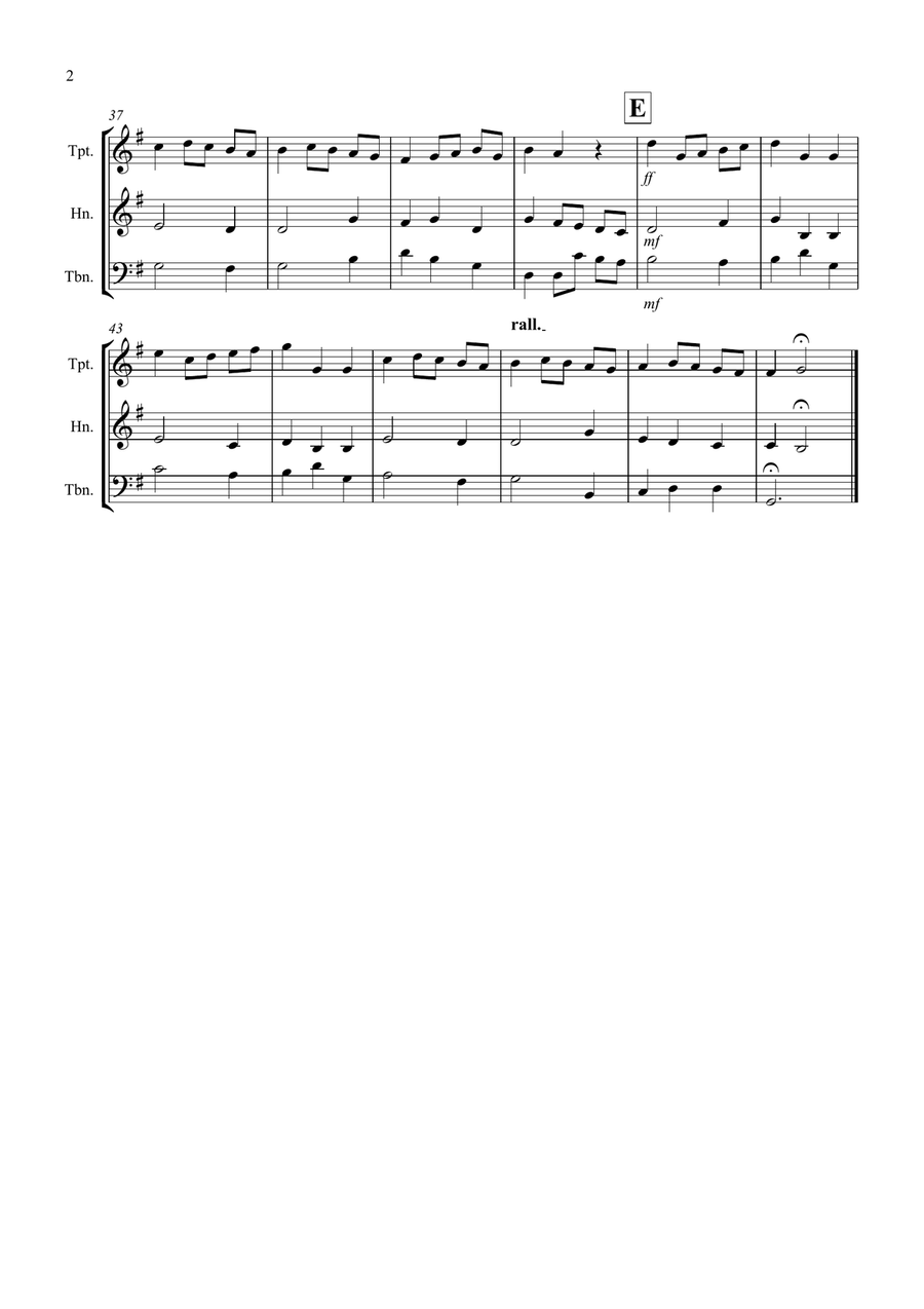 Minuet in G by Bach for Brass Trio Brass Trio scores gallery preview page 2