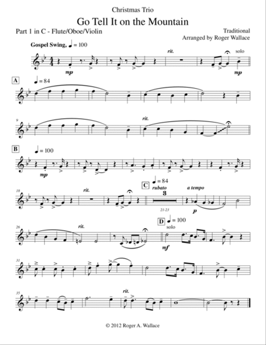Go Tell It on the Mountain (Mixed Trio) Viola scores gallery preview page 5