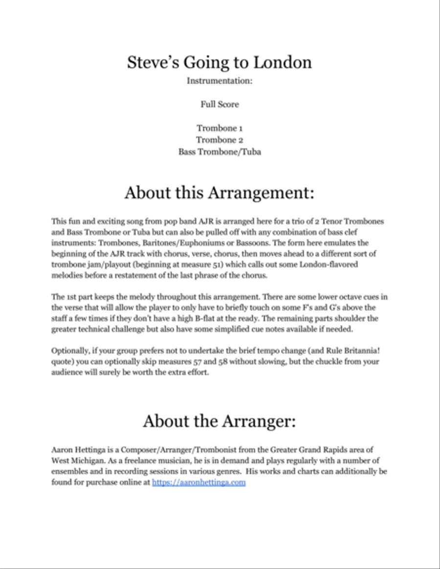 Steve's Going To London Trombone scores gallery preview page 2