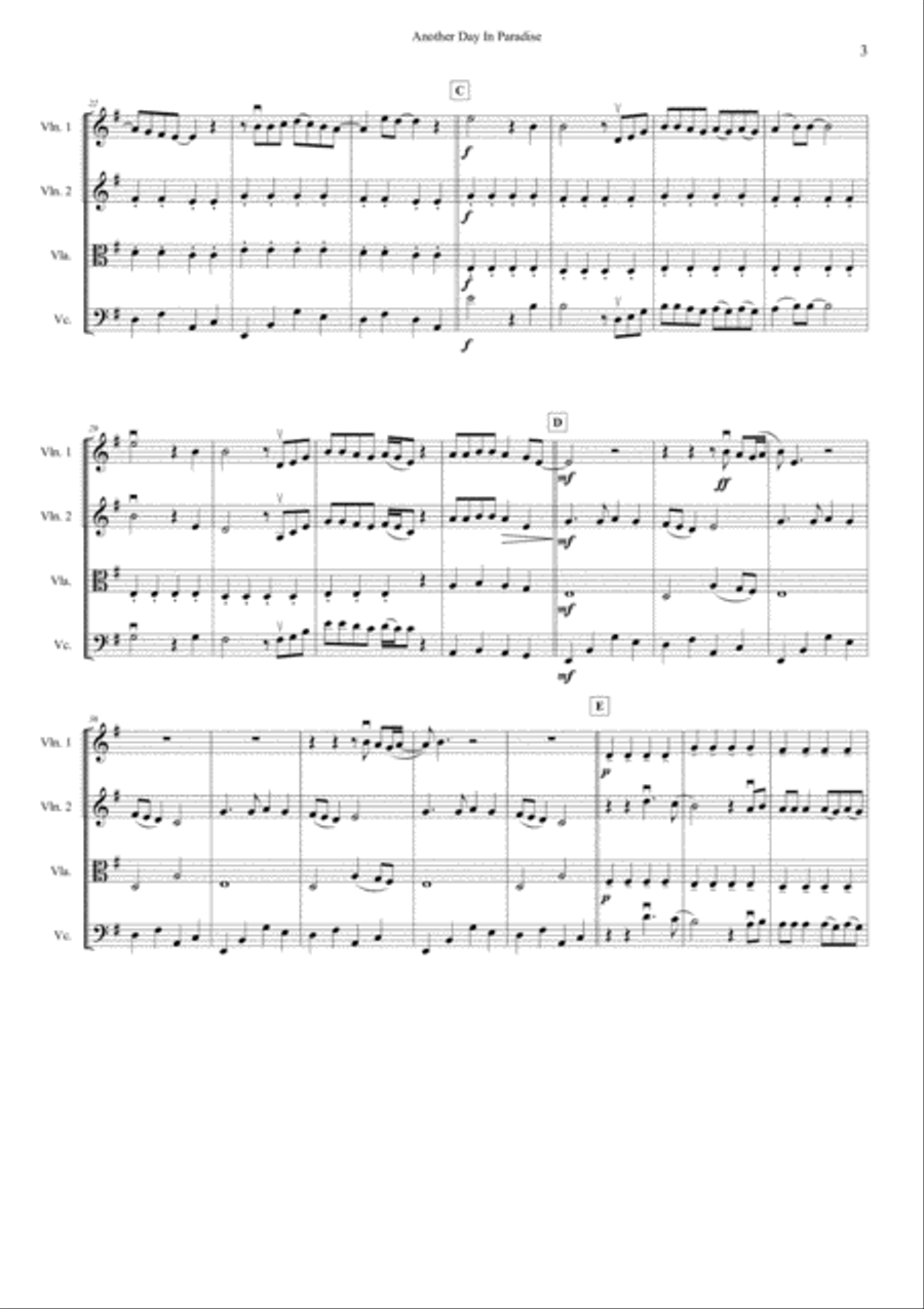 Another Day In Paradise String Quartet scores gallery preview page 3