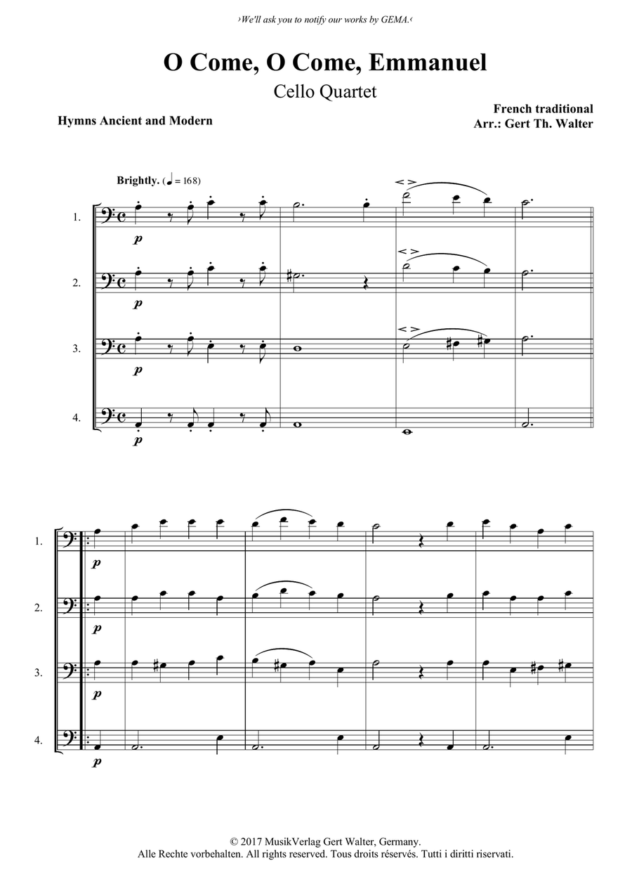 O Come, O Come, Emmanuel O Come, O Come, Emmanuel String Quartet scores gallery preview page 1