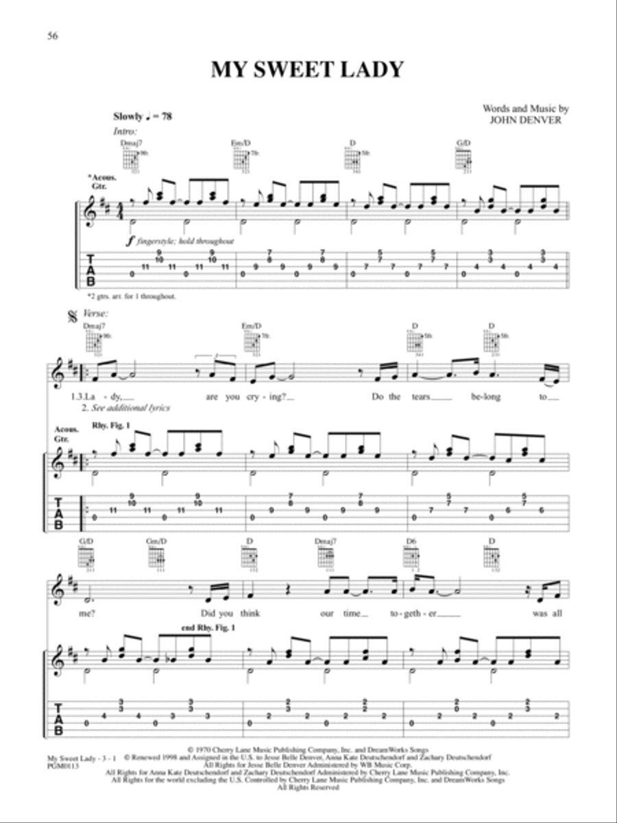 My Sweet Lady Guitar Tablature scores gallery preview page 1