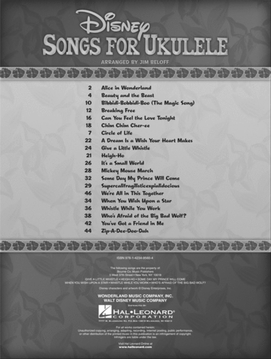 Disney Songs for Ukulele Ukulele scores gallery preview page 2