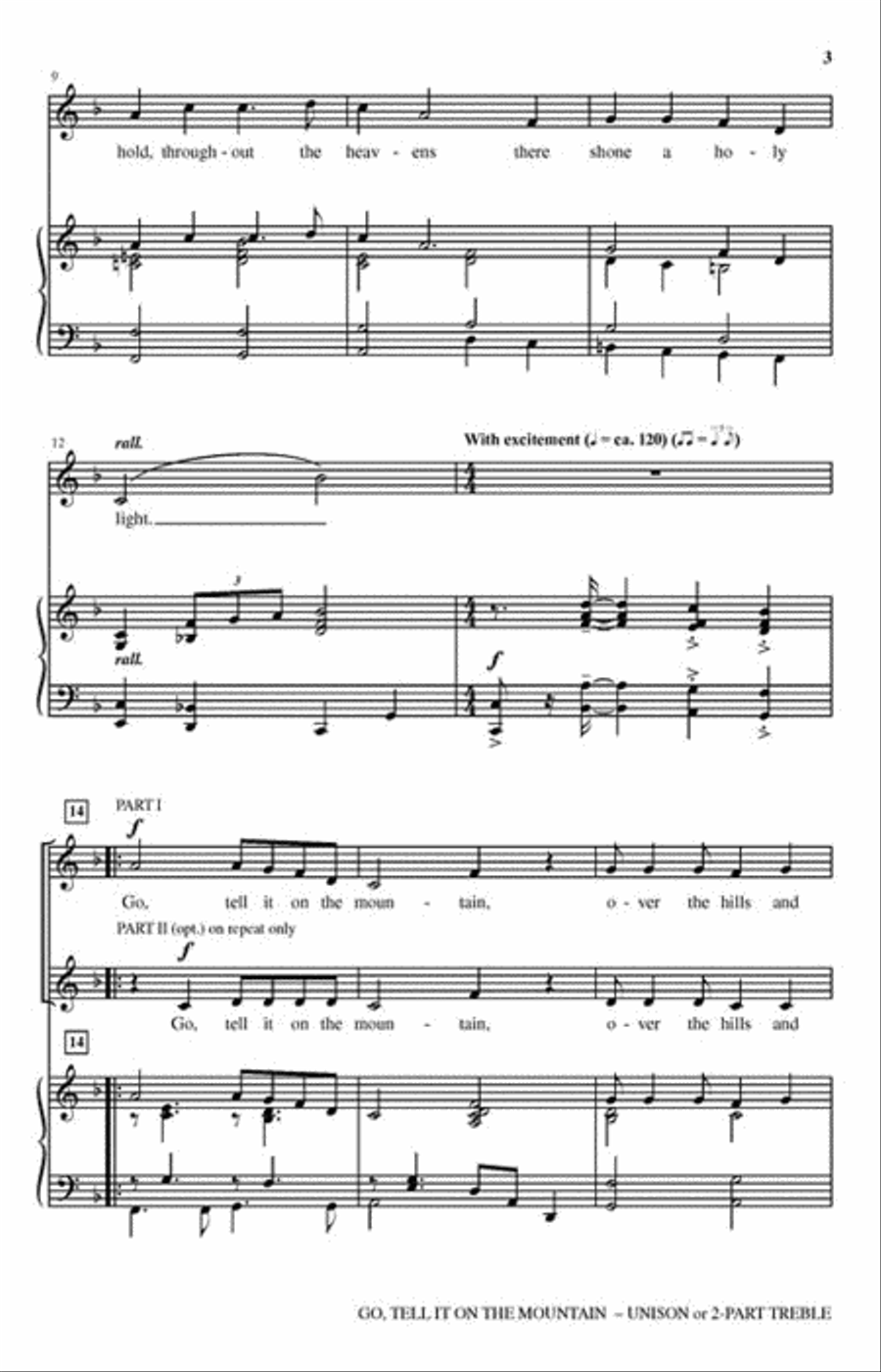 Go, Tell It on the Mountain Unison Choir scores gallery preview page 3