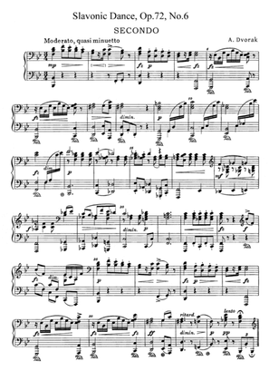 Dvorak Slavonic Dance, Op.72, No.6, for piano duet, PD896