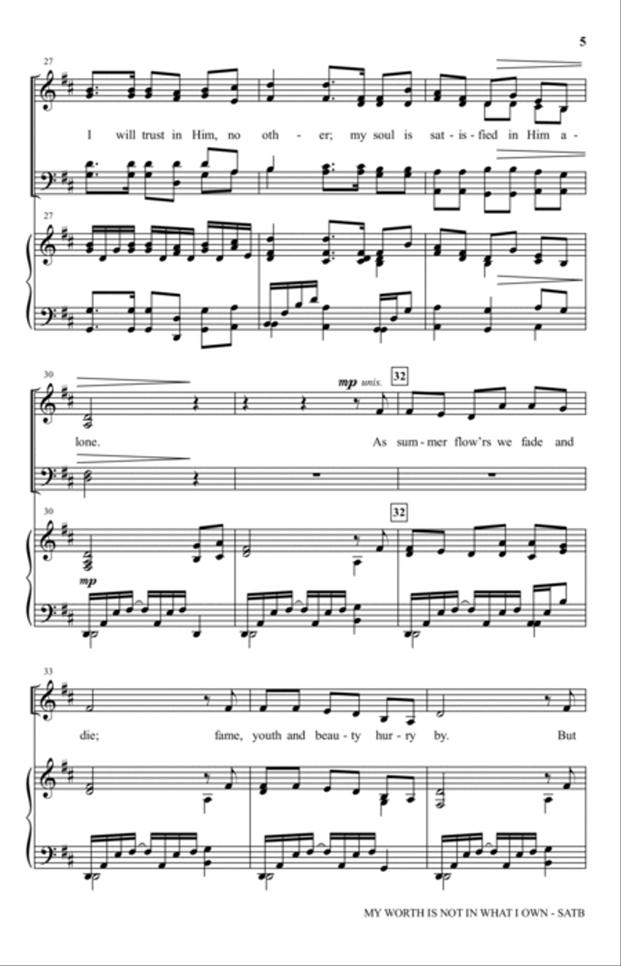 My Worth Is Not In What I Own 4-Part scores gallery preview page 4
