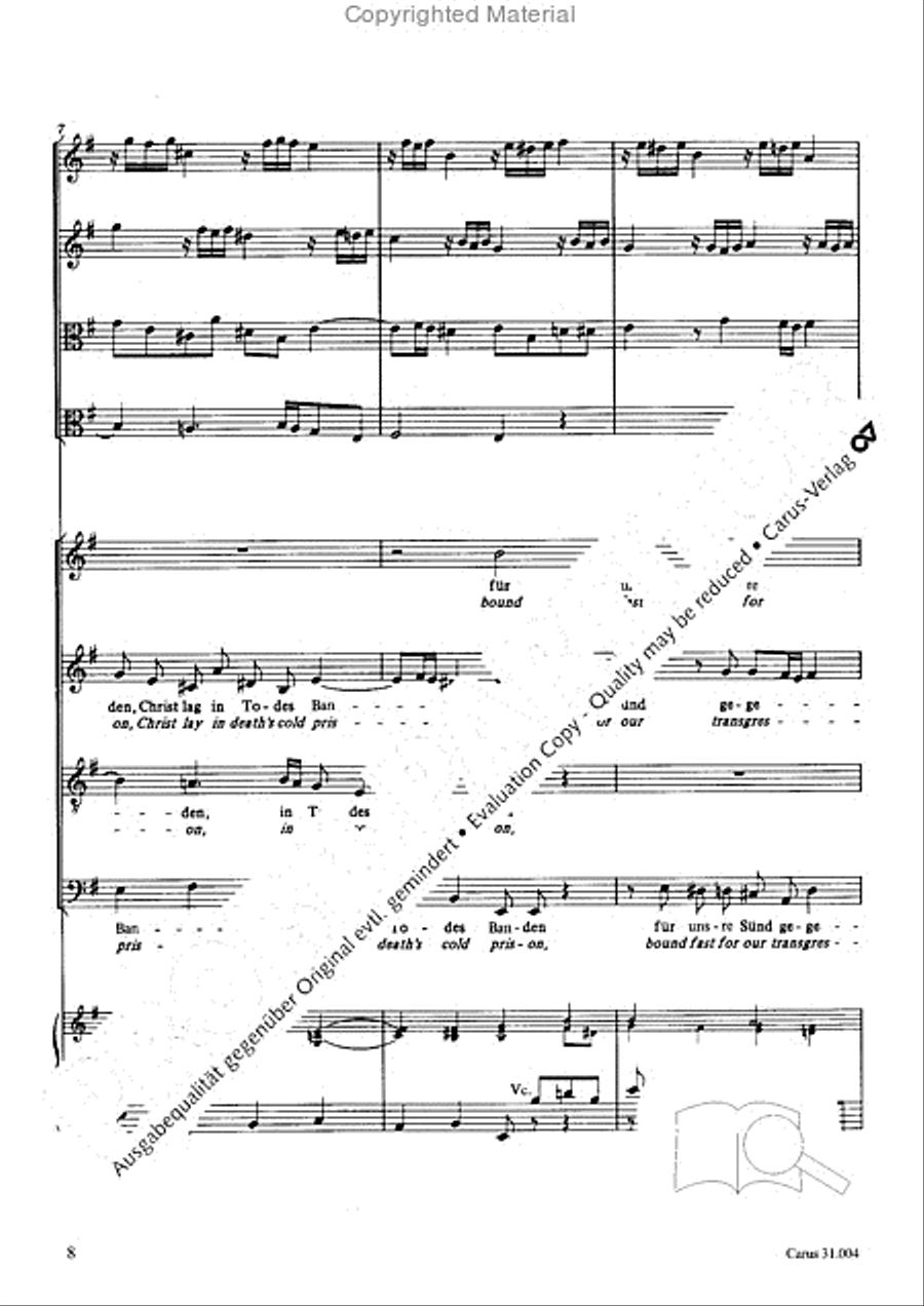Christ lay in death's cold prison (Christ lag in Todesbanden) 4-Part scores gallery preview page 6