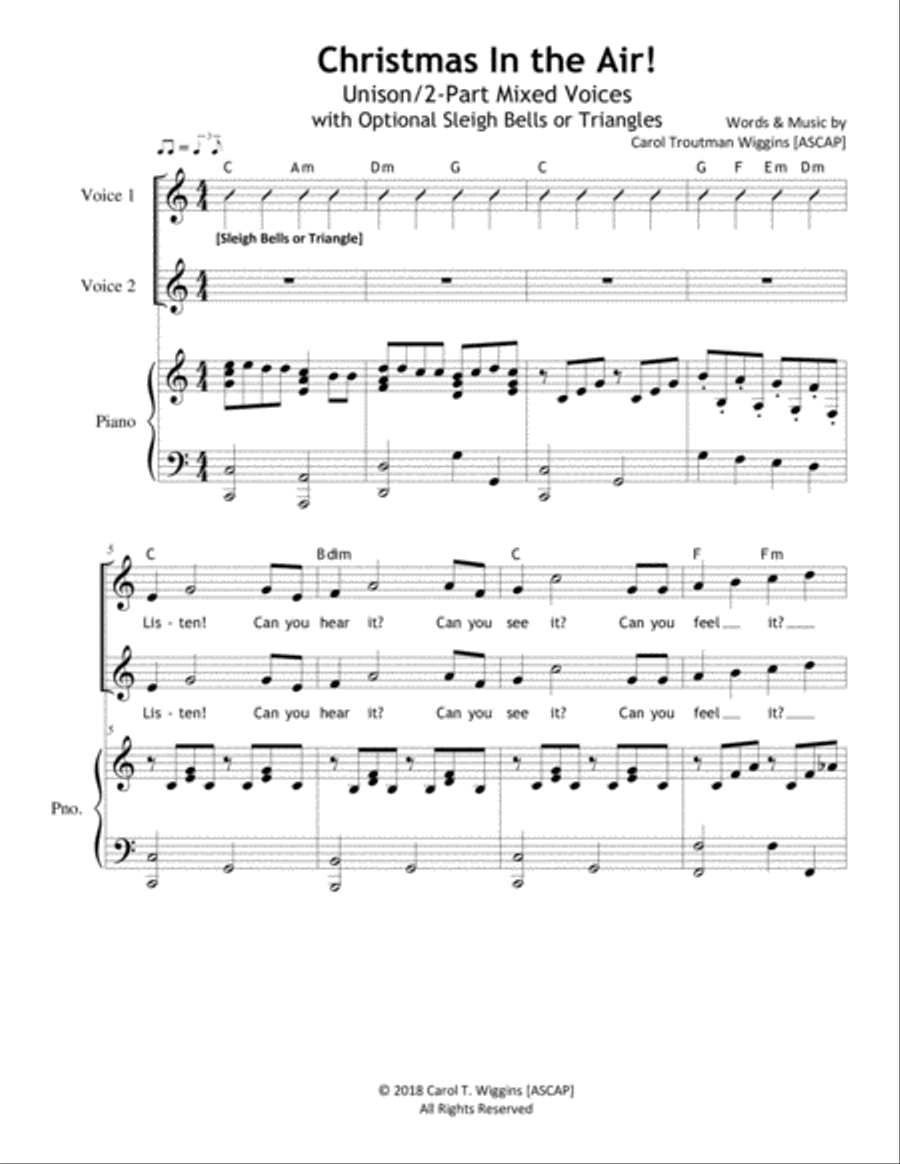 Christmas In the Air! (Unison/2-Part) SA scores gallery preview page 1