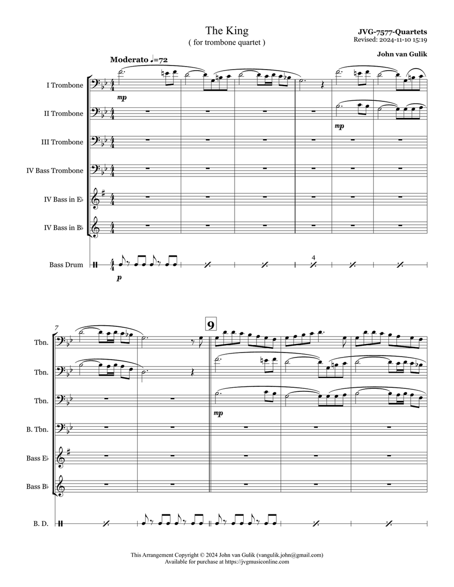 The King - Trombone Quartet Brass Quartet scores gallery preview page 2