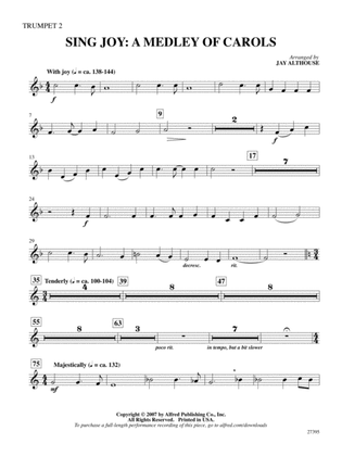 Sing Joy: A Medley of Carols: 2nd B-flat Trumpet