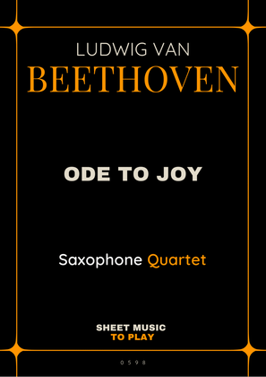 Ode To Joy - Easy Sax Quartet (Full Score and Parts)