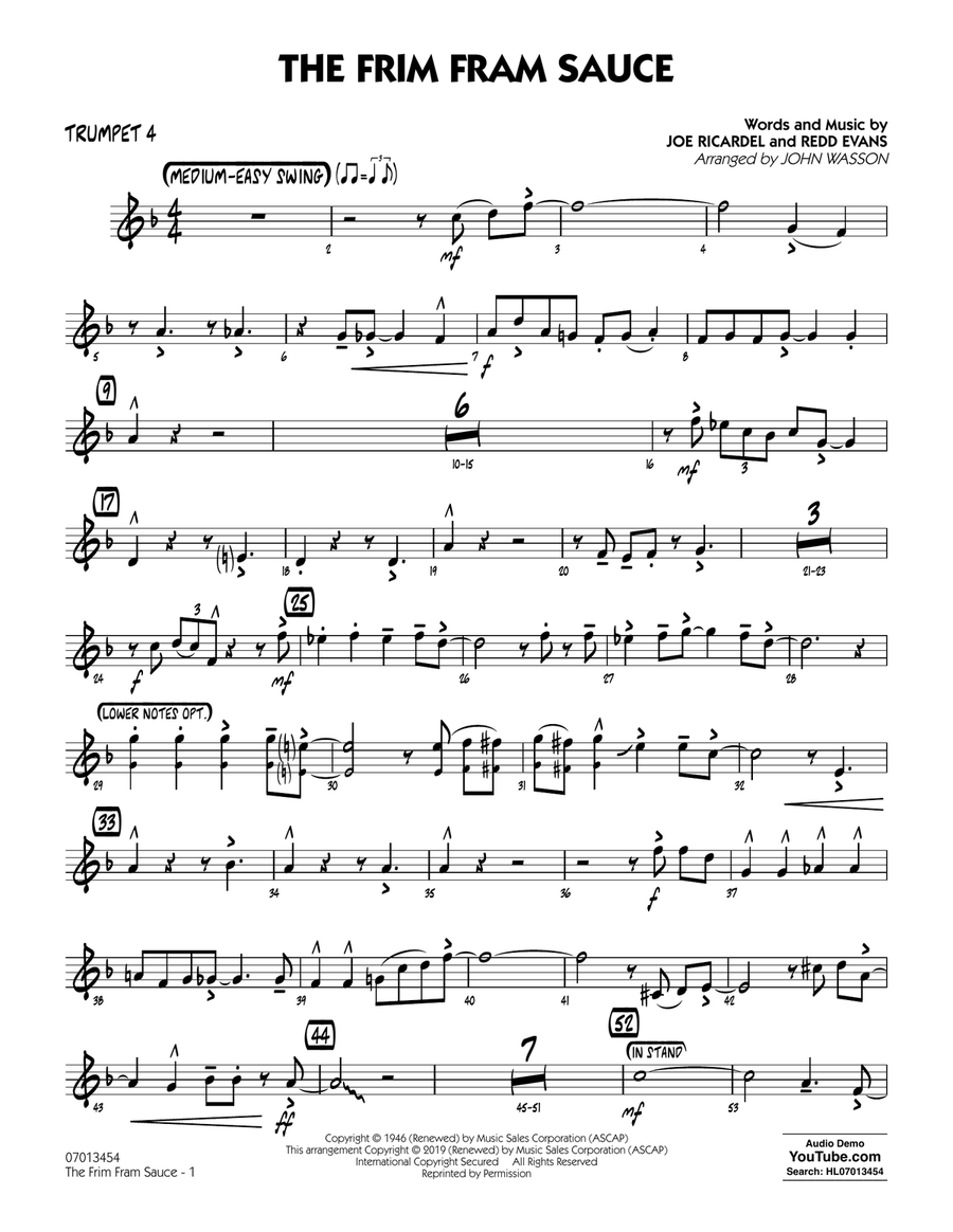 The Frim Fram Sauce (arr. John Wasson) - Trumpet 4 Jazz Ensemble scores gallery preview page 1
