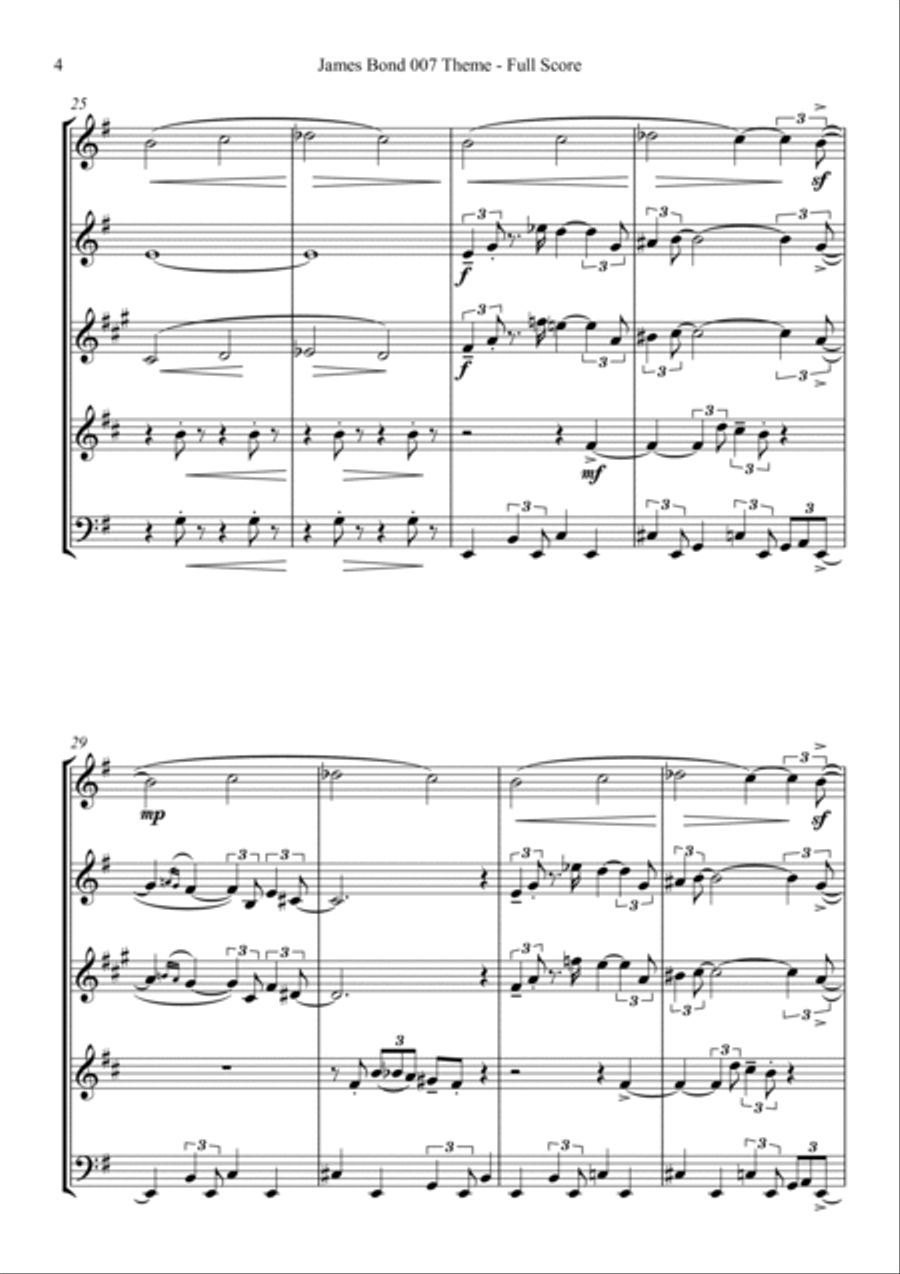 James Bond Theme James Bond Theme Woodwind Quintet scores gallery preview page 6