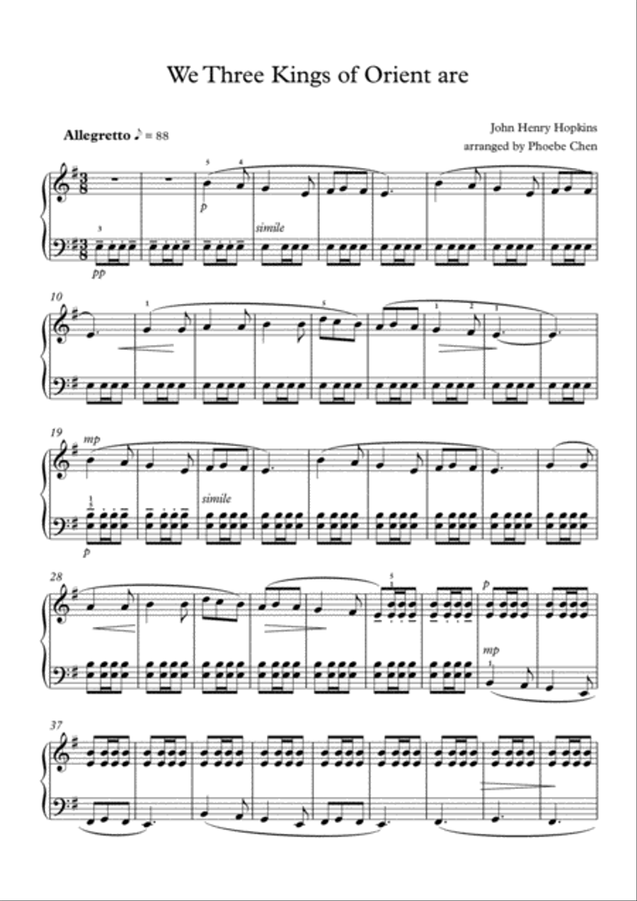 We Three Kings of Orient Are ( piano solo) Piano Solo scores gallery preview page 1