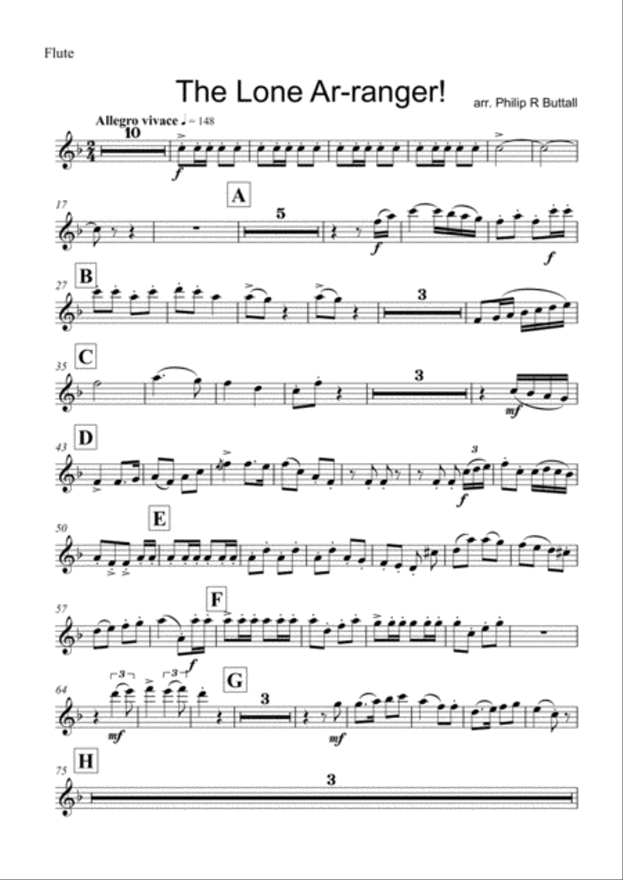 The Lone Ar-ranger (Wind Quintet) - Set of Parts [x5] Woodwind Quintet scores gallery preview page 1