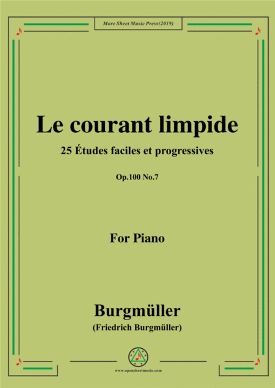Burgmüller-25 Études faciles et progressives, Op.100 No.7,Le courant limpide Piano Solo scores gallery preview page 1