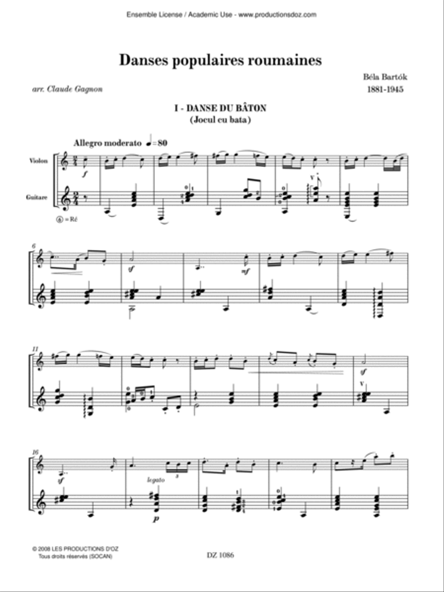 Danses populaires roumaines - disp. en Amérique seulement Violin scores gallery preview page 2