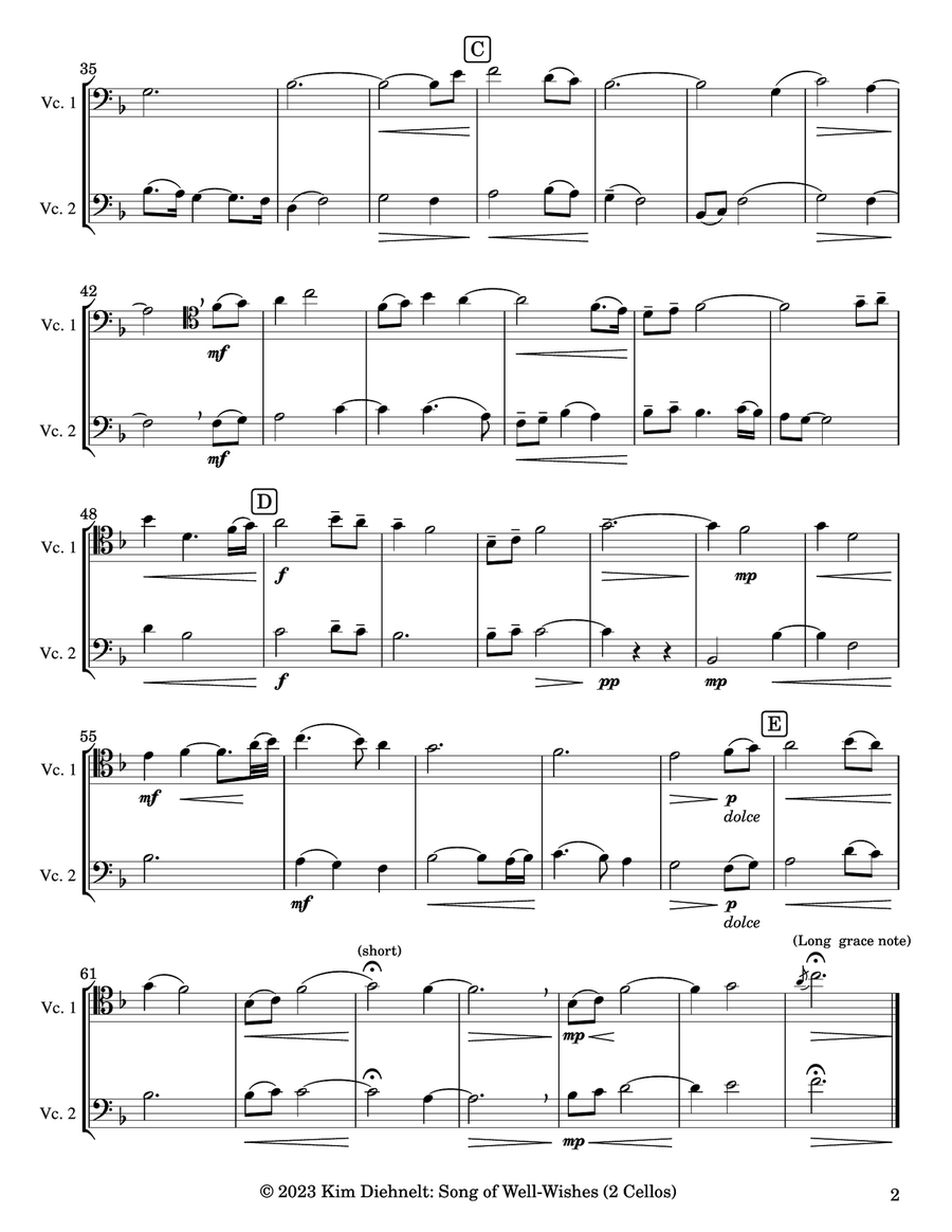Diehnelt: Song of Well-Wishes (2 Cellos) String Duet scores gallery preview page 3