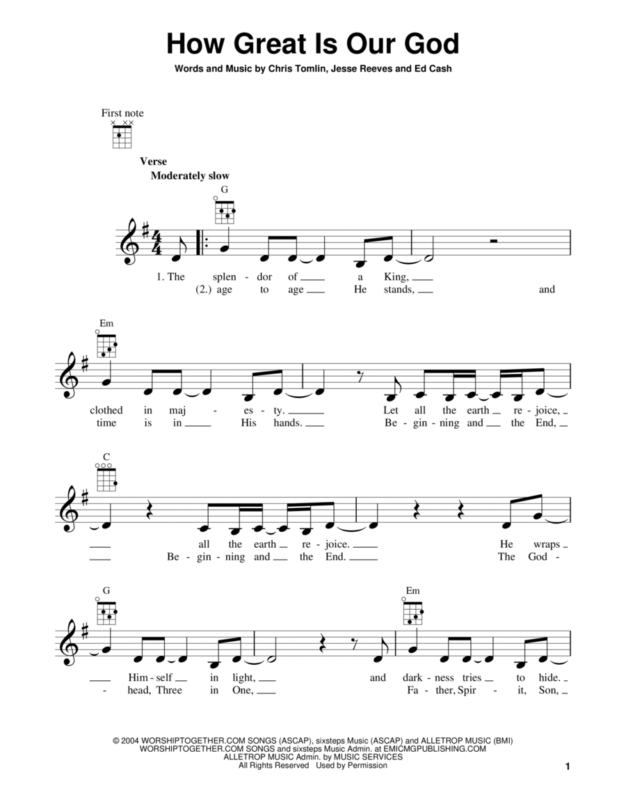 How Great Is Our God Ukulele scores gallery preview page 1