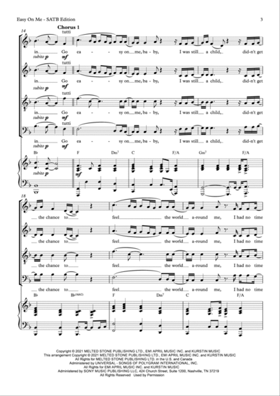 Easy On Me 4-Part scores gallery preview page 3
