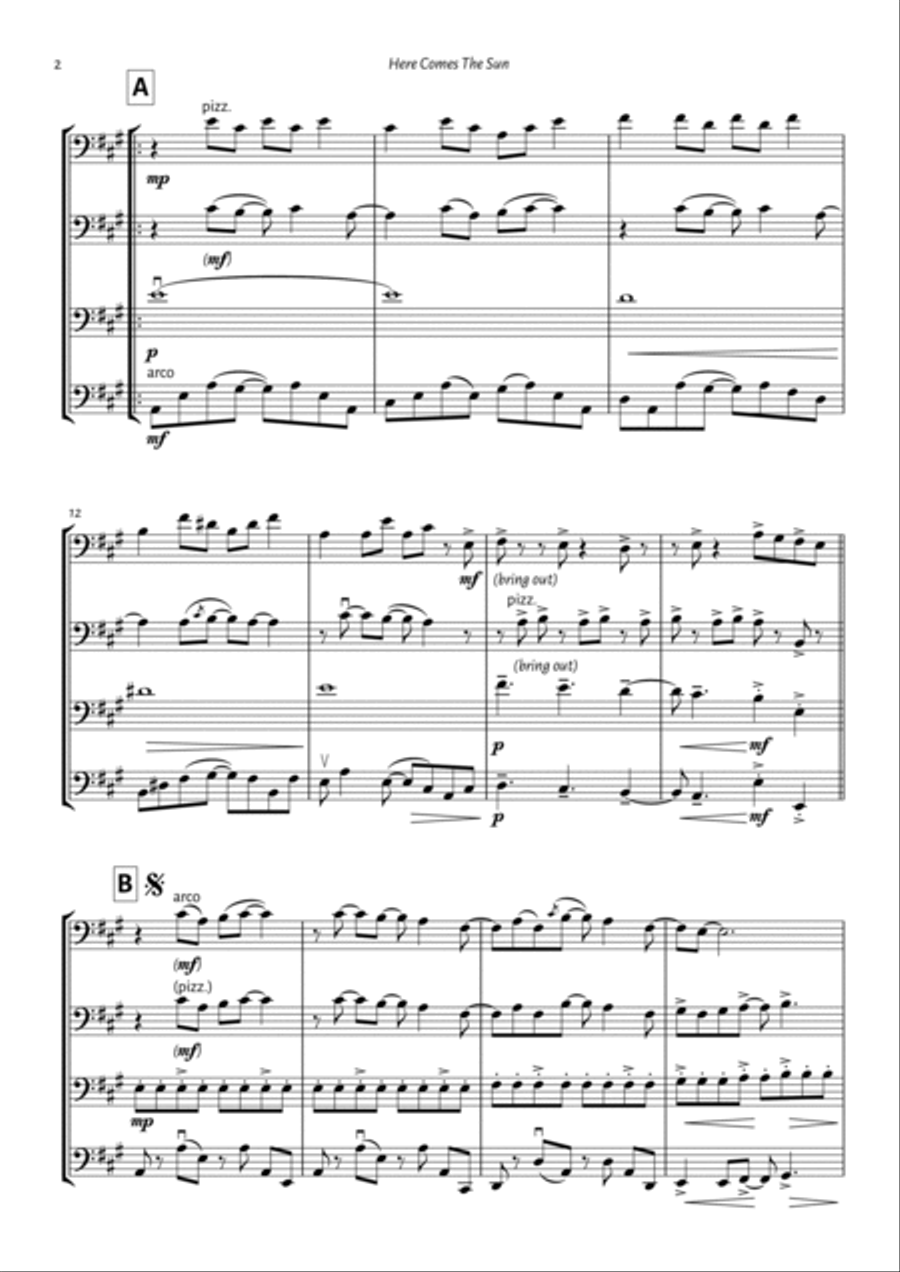 Here Comes The Sun Cello scores gallery preview page 2