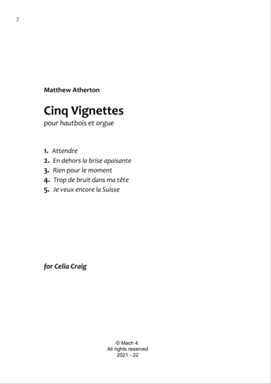 Cinq Vignettes Woodwind Duet scores gallery preview page 2