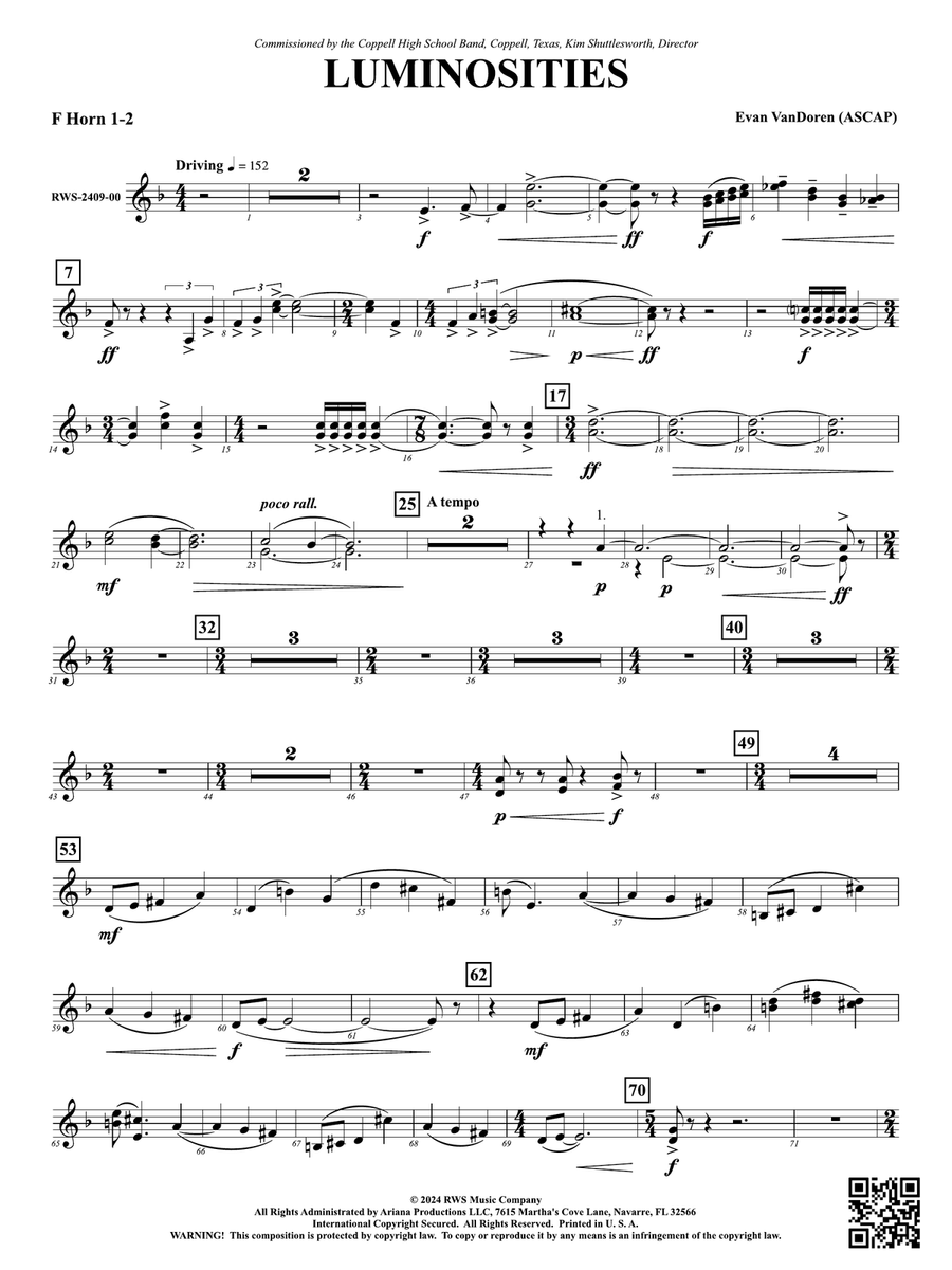 Luminosities: 1st & 2nd F Horns Horn scores gallery preview page 1