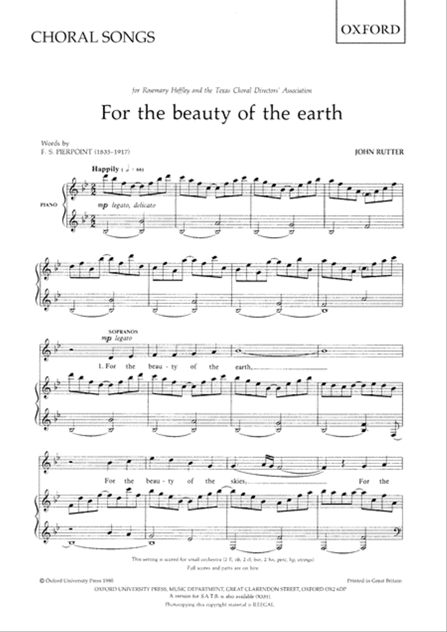 For the beauty of the earth SA scores gallery preview page 1