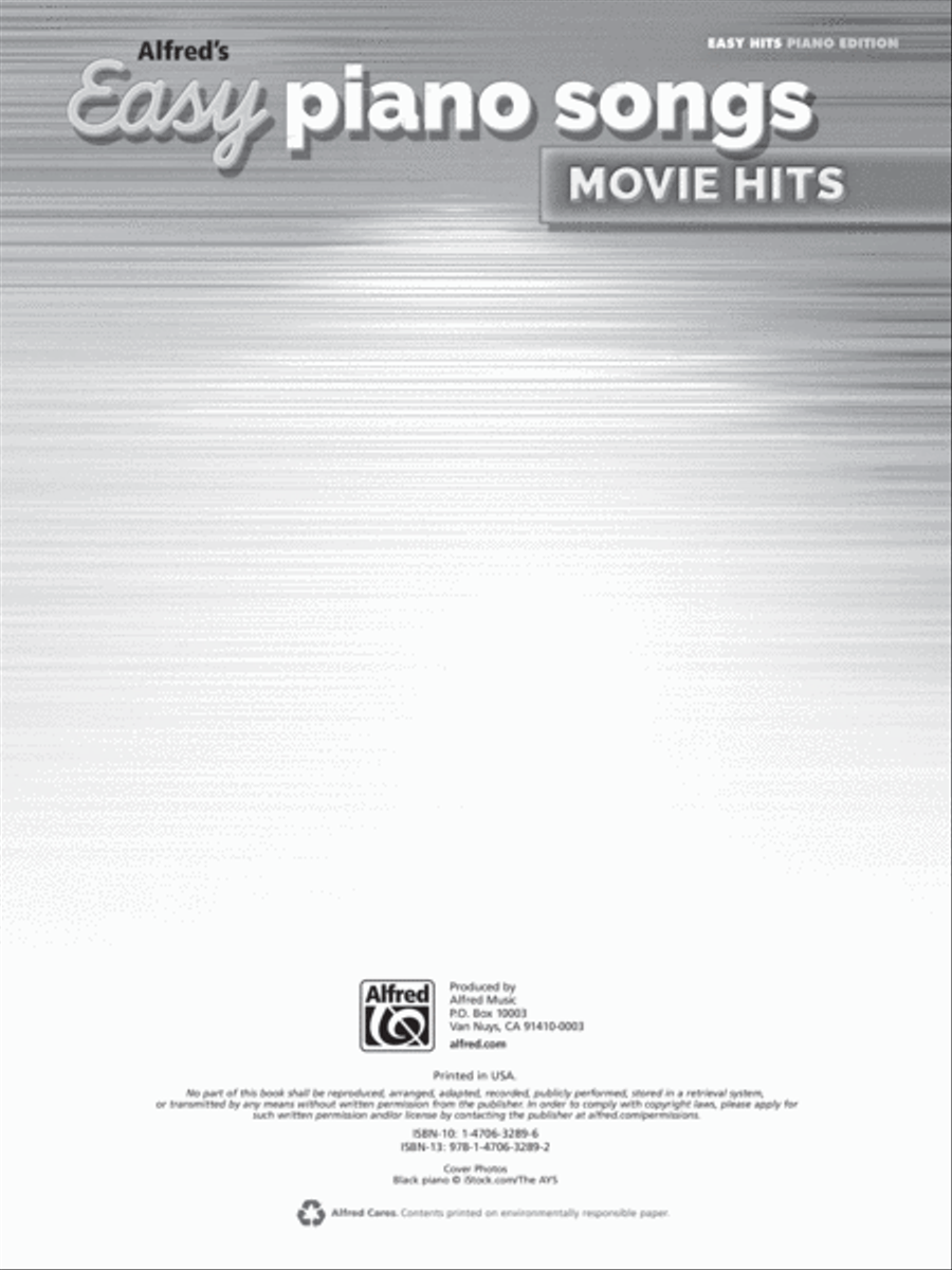 Alfred's Easy Piano Songs -- Movie Hits Piano, Vocal, Guitar scores gallery preview page 2